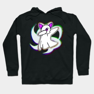 Dabbing Ghost Cat Halloween Trick Or Treat Graphic Illustration Novelty Hoodie
